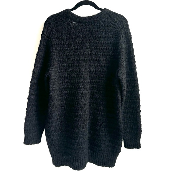 Wilfred Wool Mohair V-Neck Cable Knit Long Sleeve Sweater Oversized Small Black - Picture 4 of 13